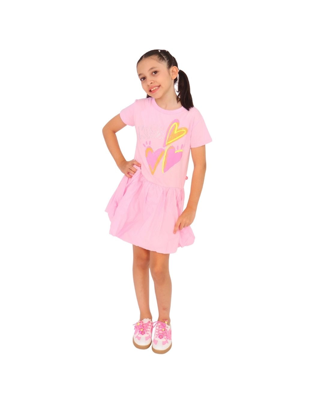Vestido infantil con estampado de corazones BillieBlush