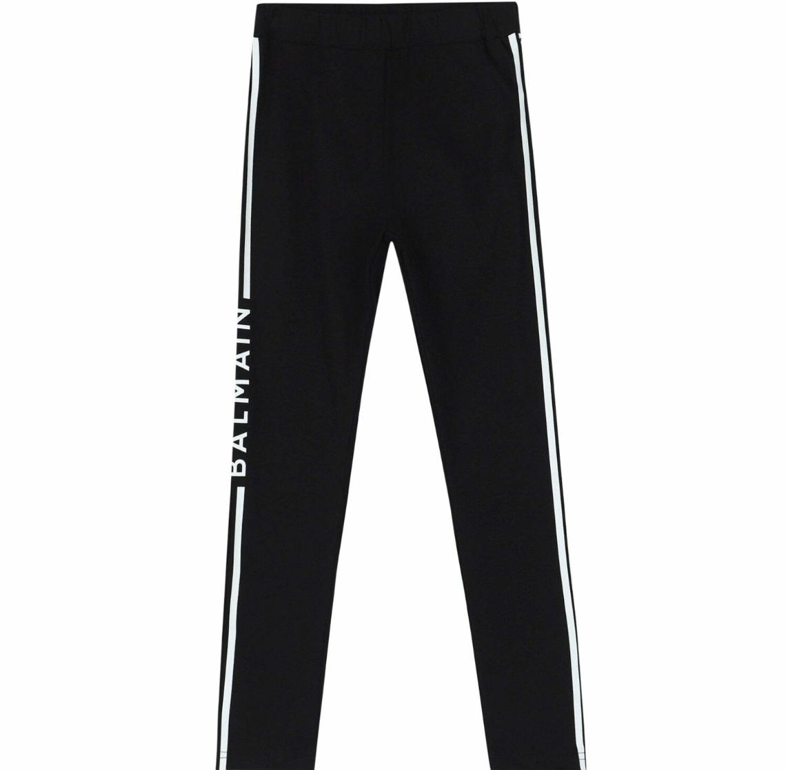 Balmain Leggings Negros con Franjas Blancas Laterales
