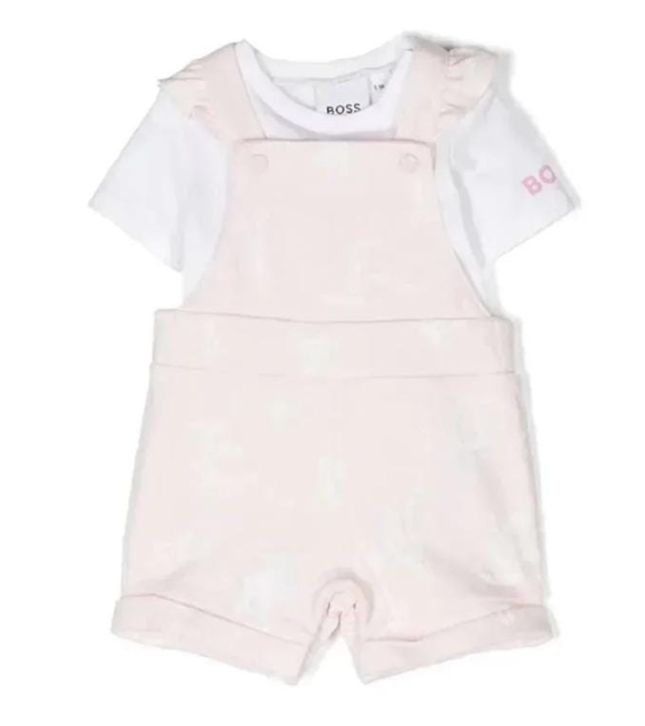Conjunto Rosa Claro con Camiseta Blanca – BOSS Niña
