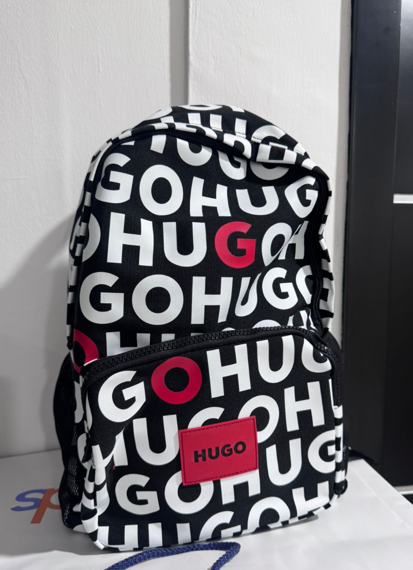 Mochila Hugo Boss All Over Logo Black & White