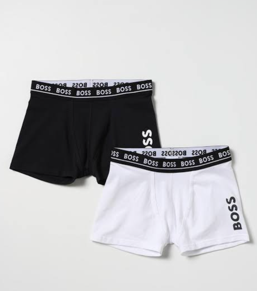 Boss – Pack de 2 bóxers negros y blancos con pretina con logo repetido