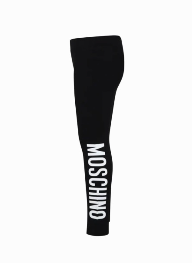 Moschino Leggings Negros con Logo Blanco Lateral