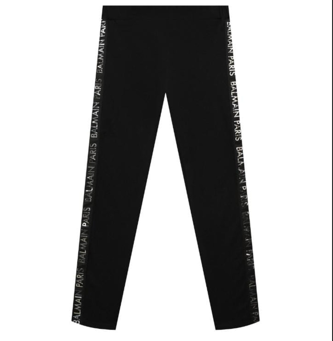 Balmain Leggings Negros con Franjas Logo Lateral