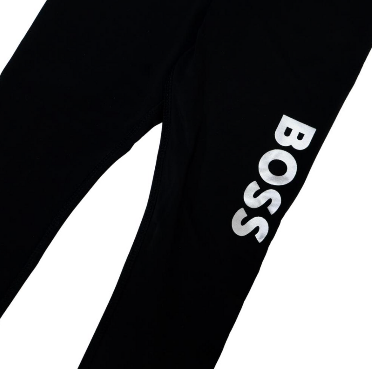BOSS Leggings Negros con Logo Plateado