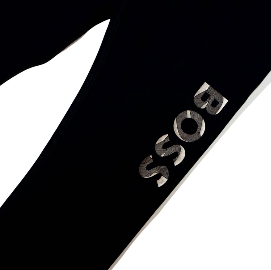 BOSS Leggings Negros con Logo Metálico Plateado