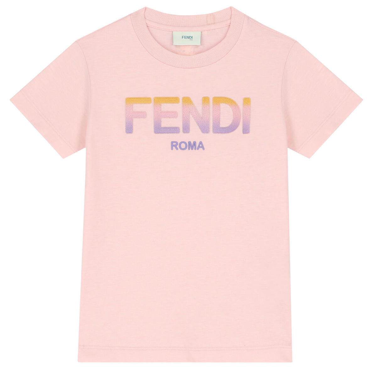 Fendi Kids - Playera Rosa Logo Degradado Fendi Roma