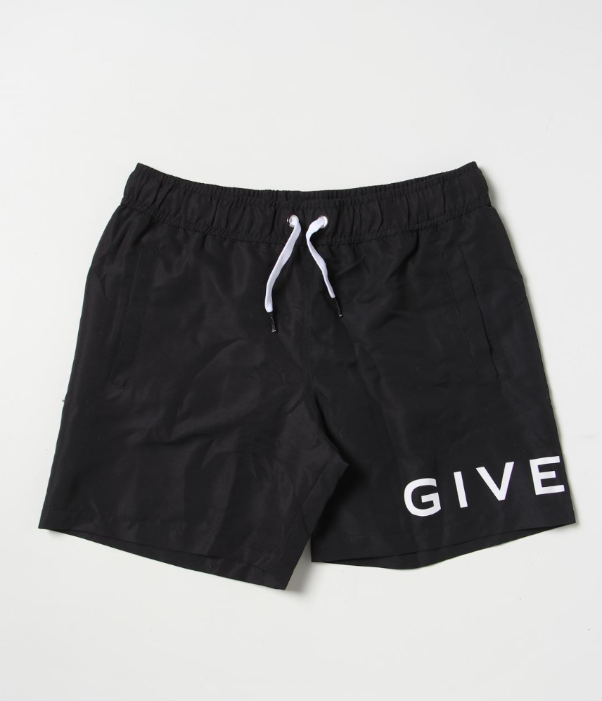 Givenchy Short Negro Niño Logo Blanco