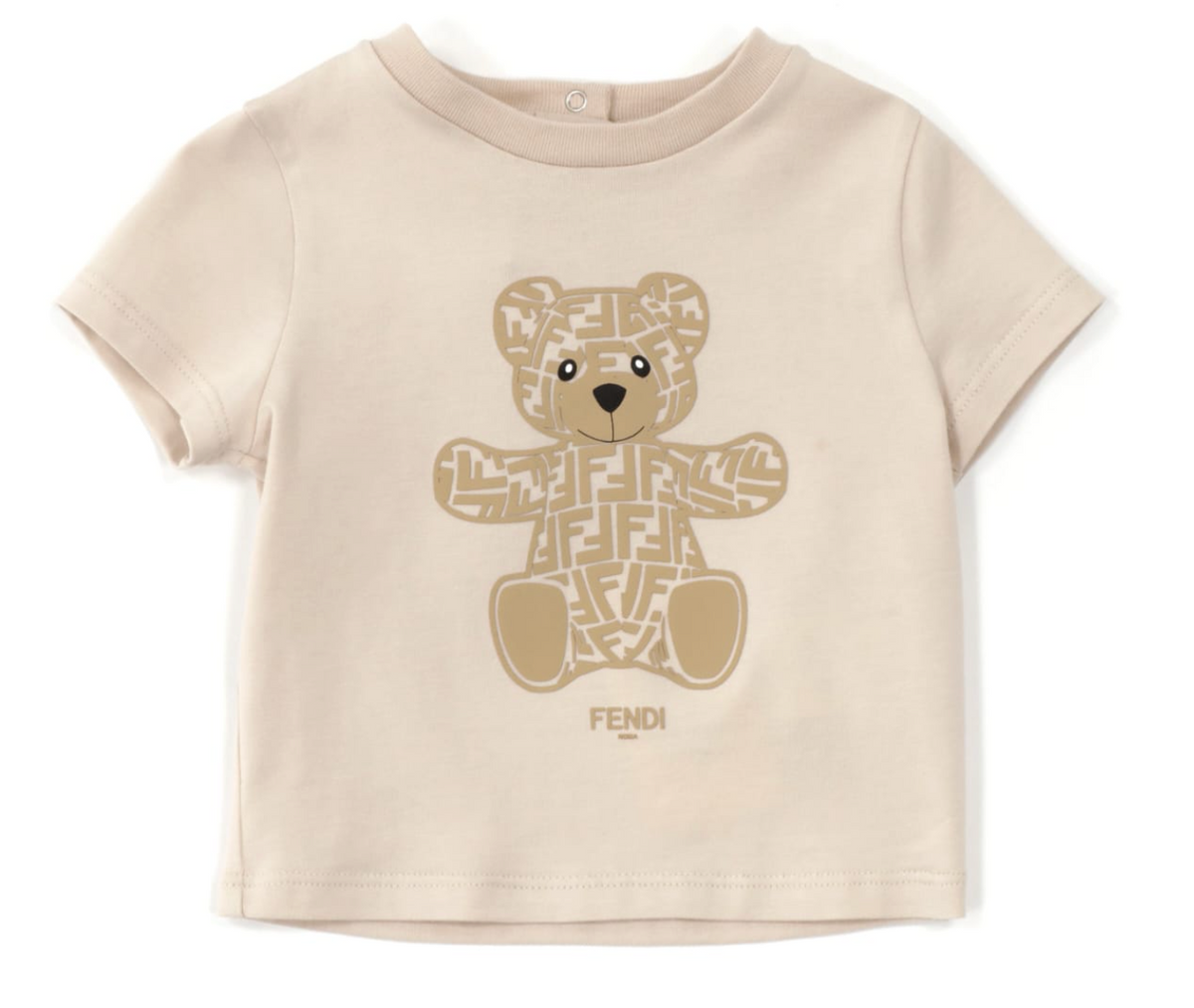 Fendi Kids Playera Beige con Osito Icono