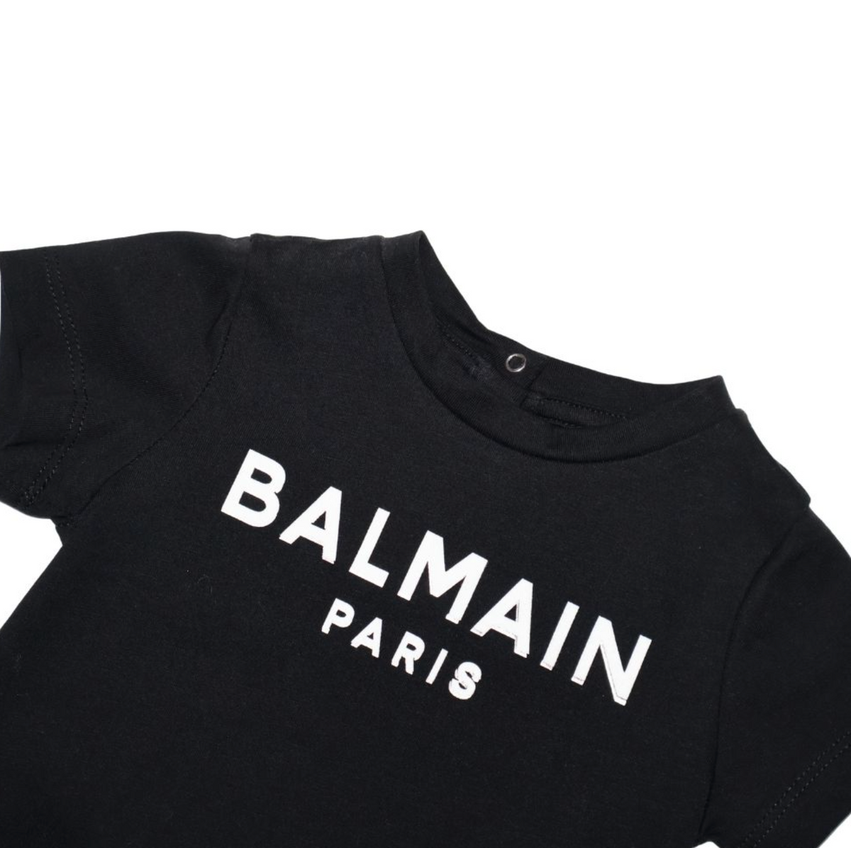 Balmain Paris Playera Negra Logo Blanco