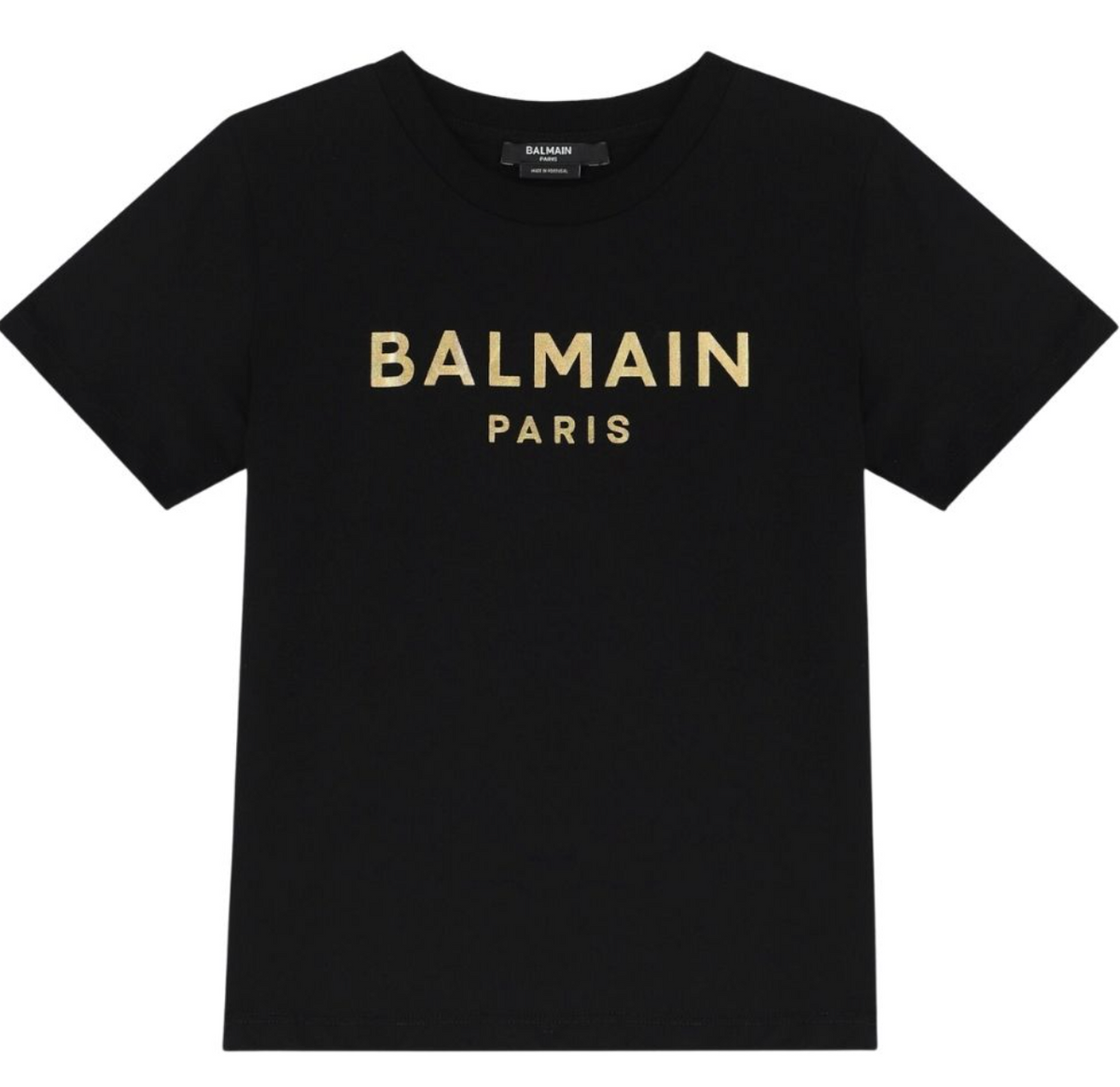Balmain Paris Playera Negra Logo Dorado Clásico