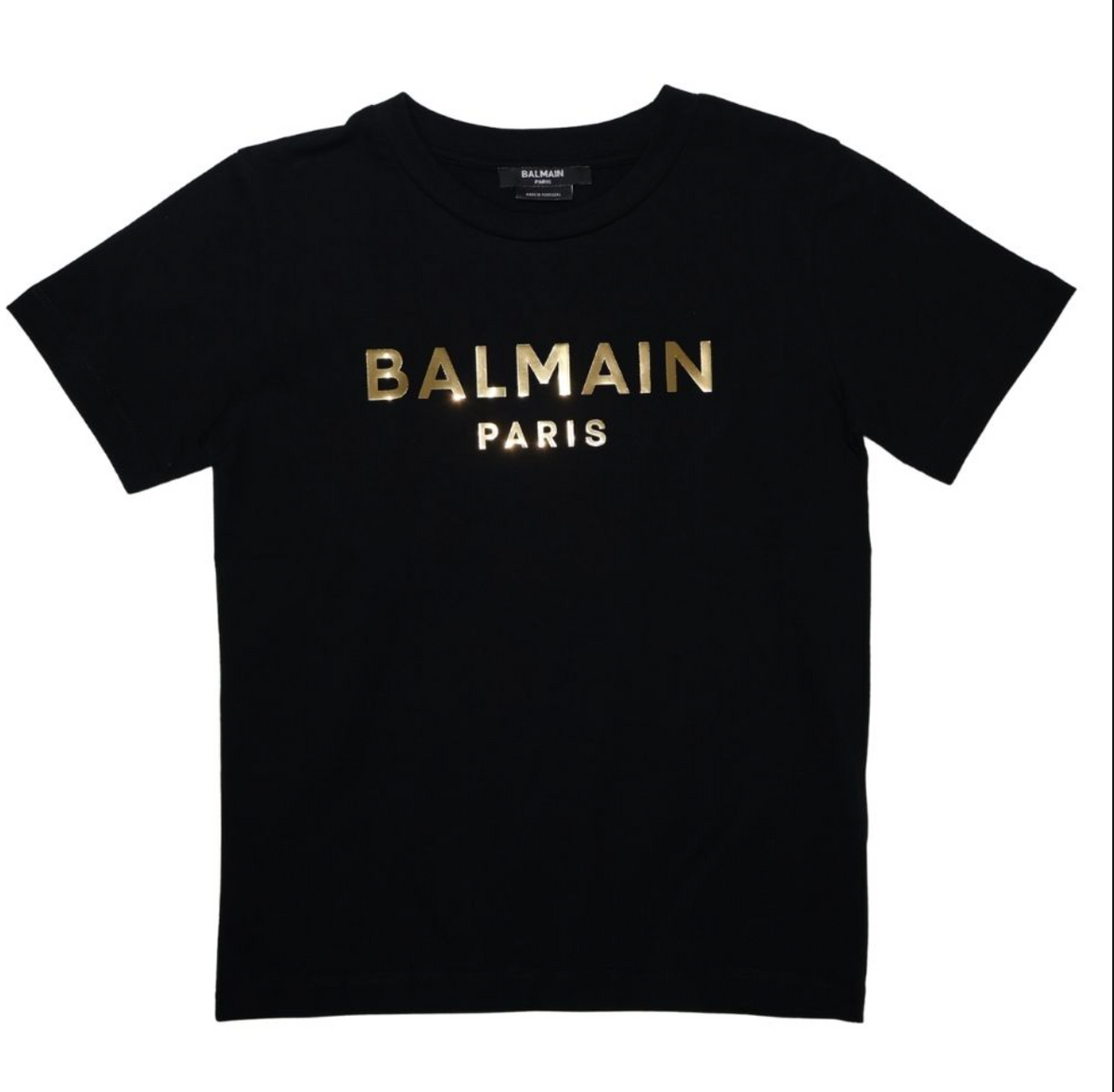 Balmain Paris Playera Negra Logo Dorado Metálico