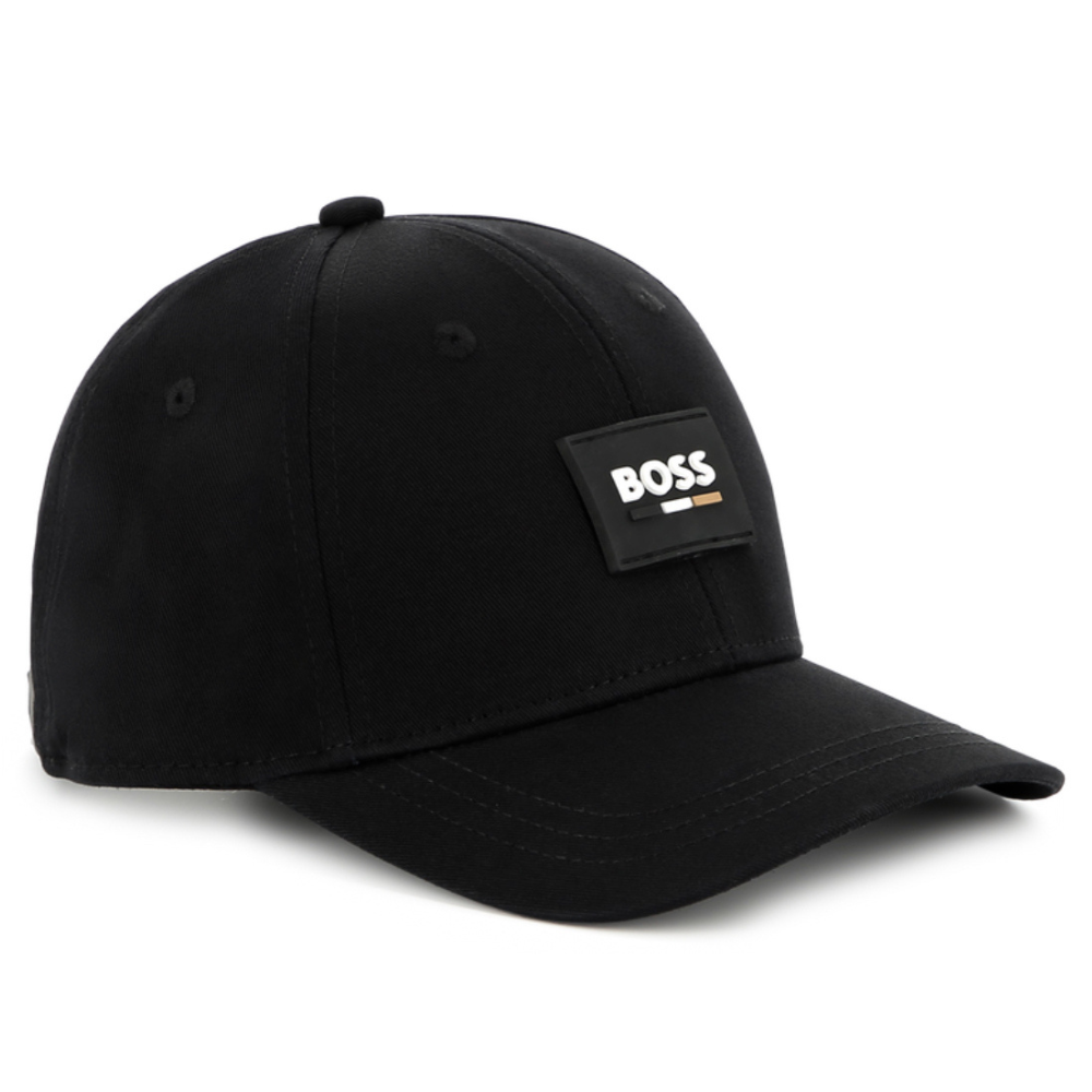 Gorra Boss Negra Para Niño con Etiqueta Frontal