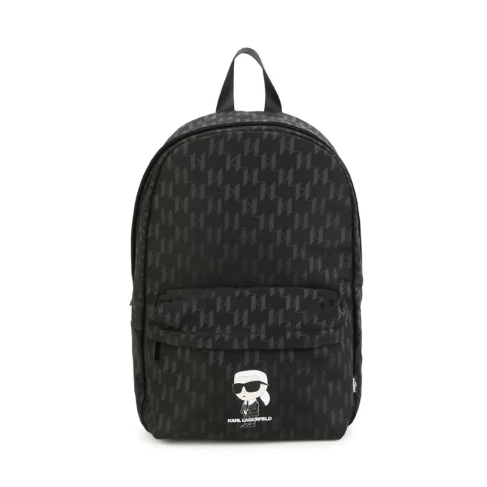 EK-mochila negra estampada niños