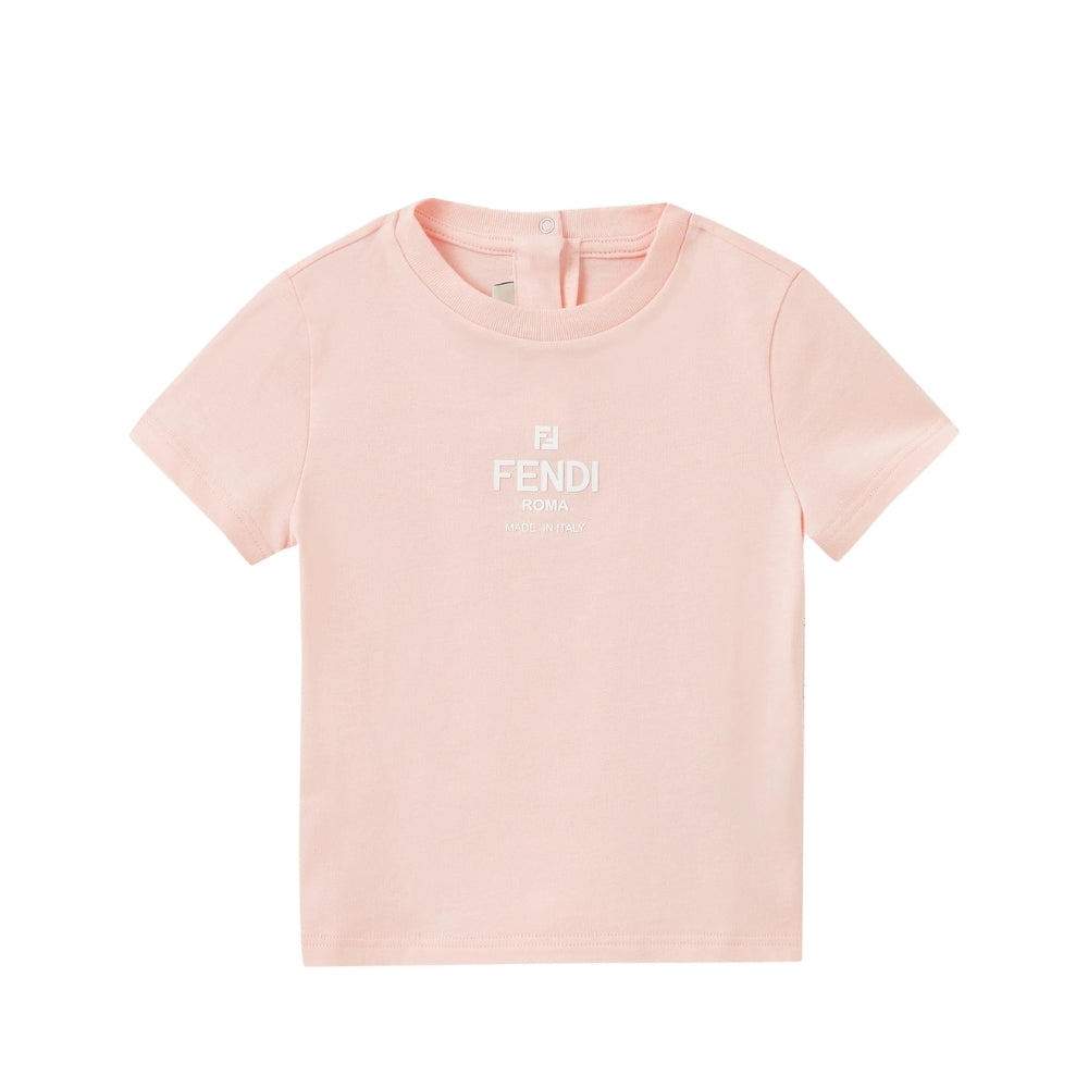 Playera rosa Fendi con logo clásico “Made in Italy”