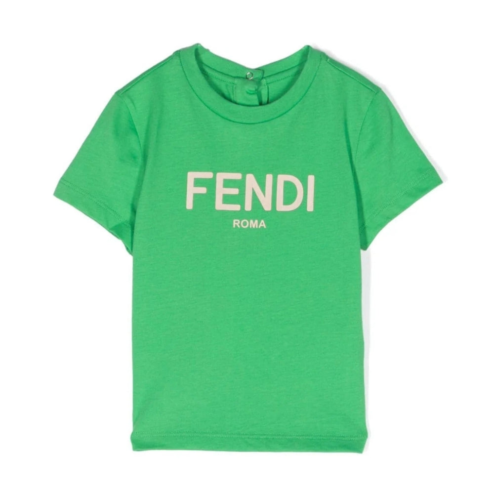 Fendi Kids Playera Verde Logo Roma