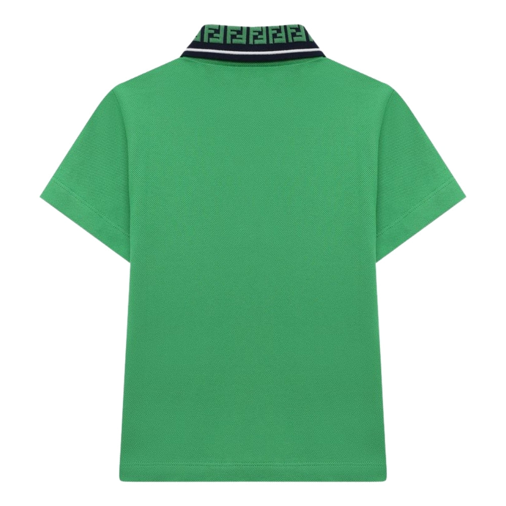 Fendi Roma Polo Verde con Cuello Logomanía