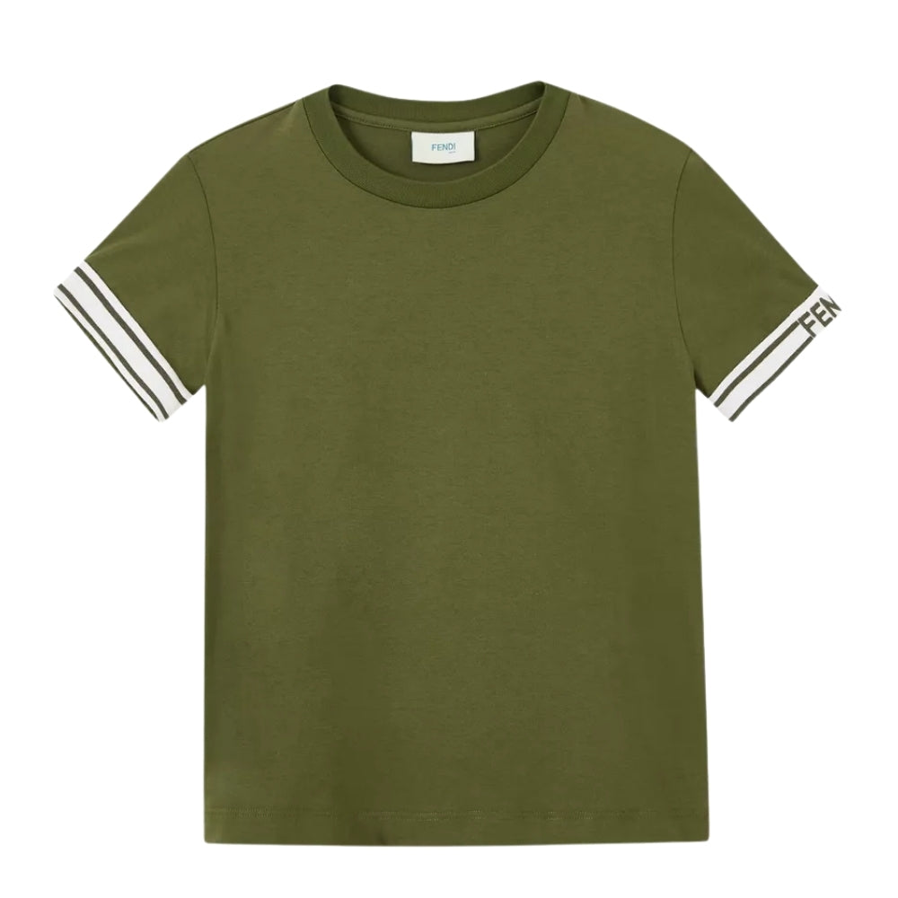 Fendi Playera Verde con Detalle en Mangas