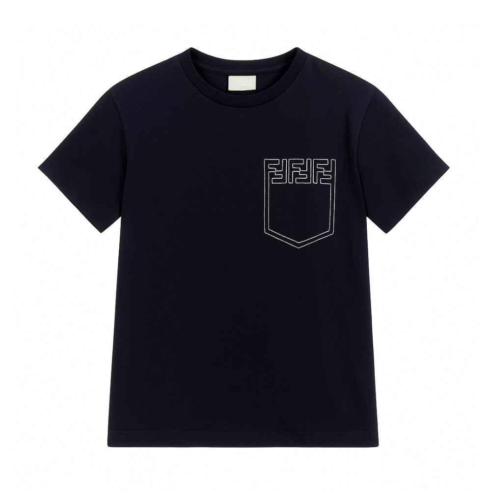 Fendi Playera Azul Marino con Bolsillo Monograma