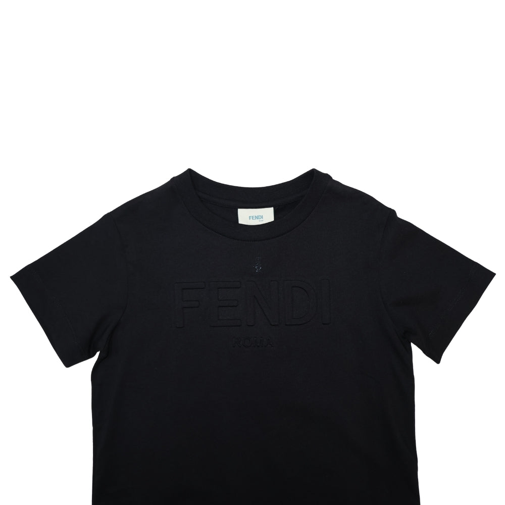 Fendi Roma Playera Negra Logo Relieve