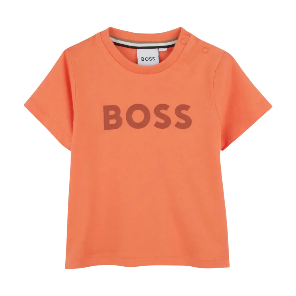Playera Infantil BOSS Naranja con Logo Frontal