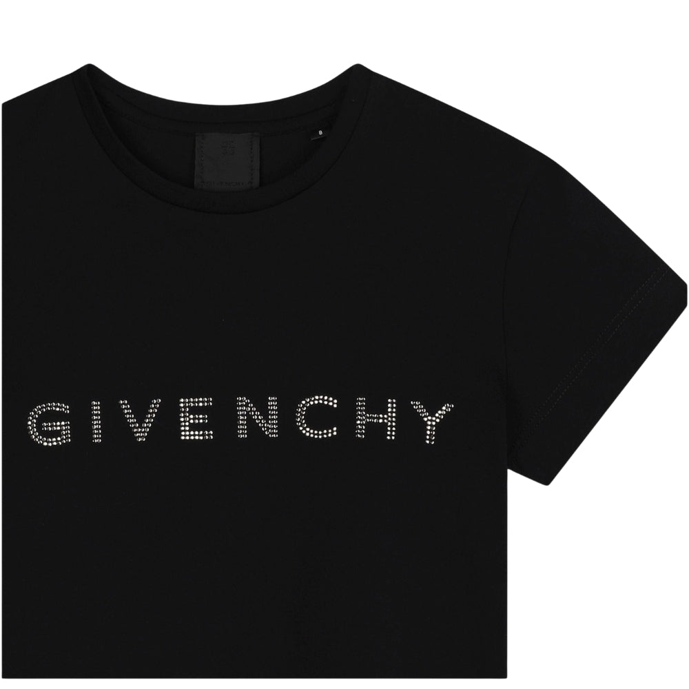Givenchy Playera Negra Niña Logo Brillante