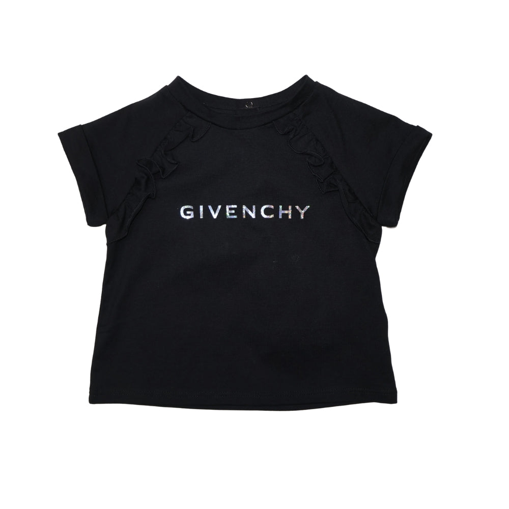 GIVENCHY – Playera Negra con Volantes Laterales