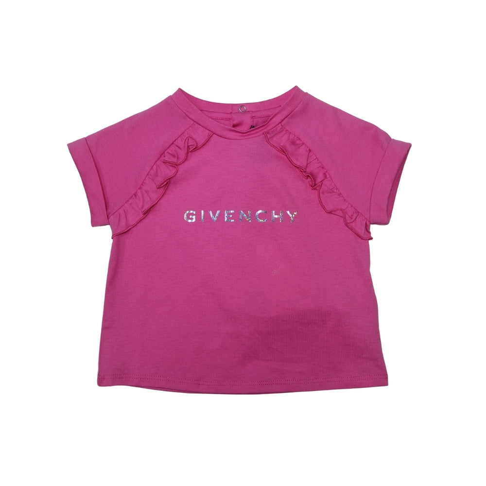 GIVENCHY – Playera Rosa con Volantes Laterales