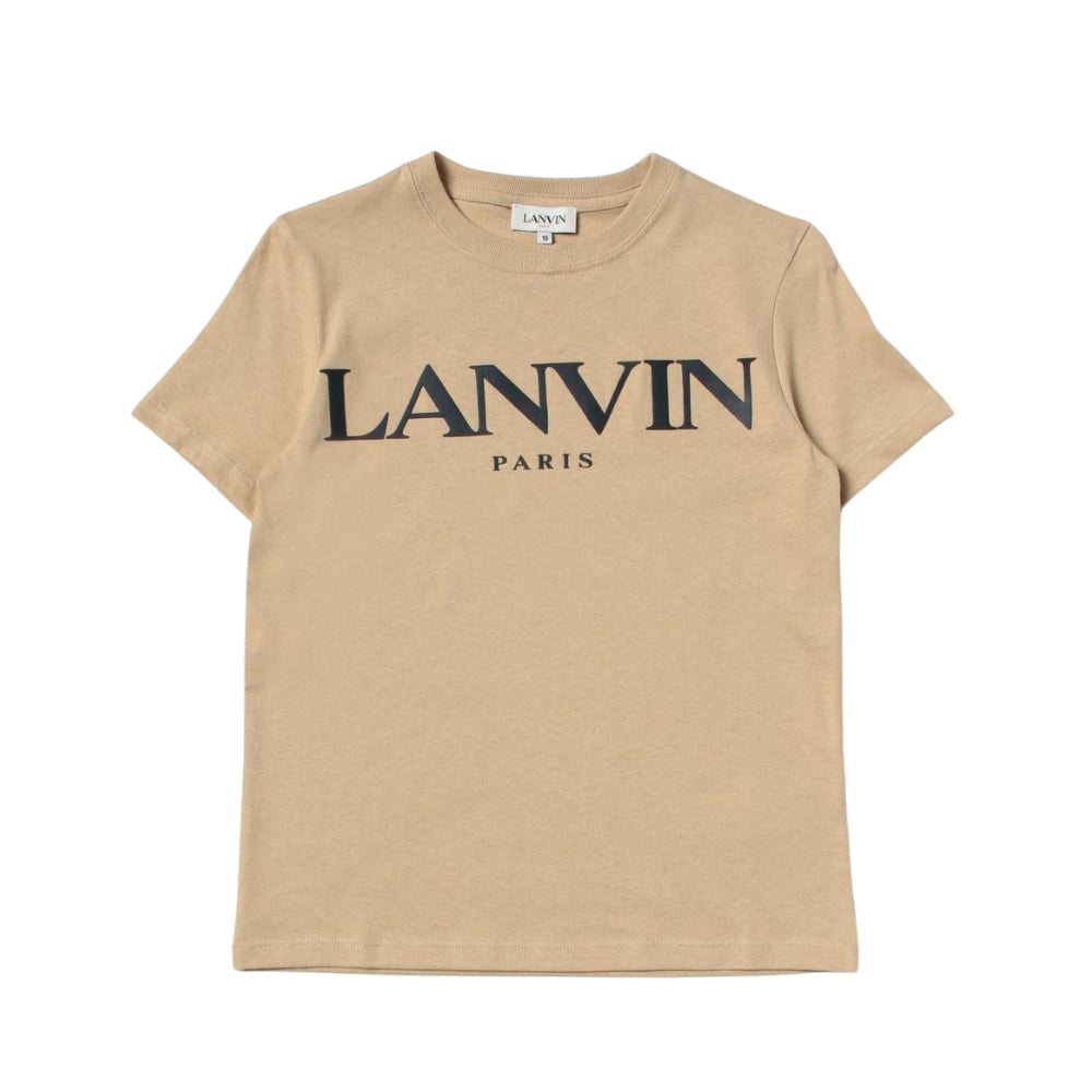 Lanvin Playera Beige Niño Logo negro