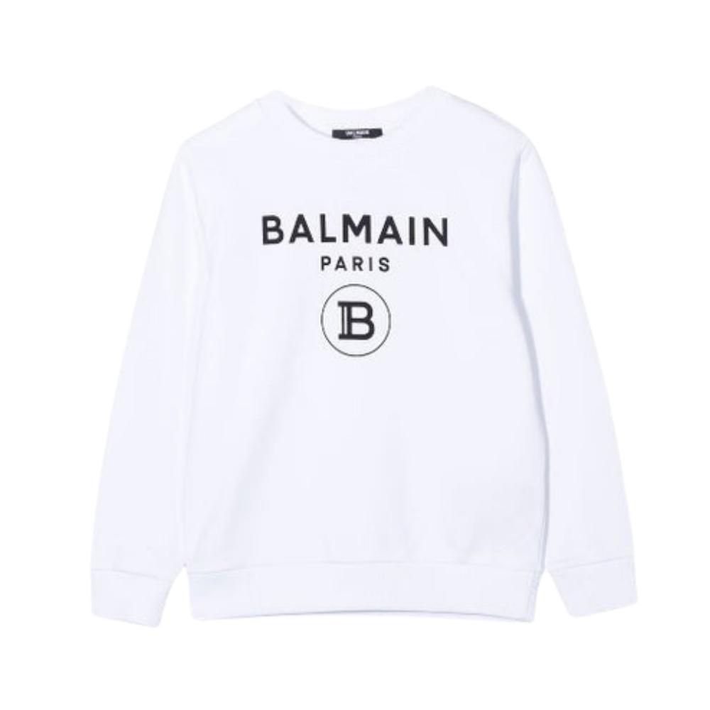 Suéter Infantil Balmain Paris Blanca con Monograma B
