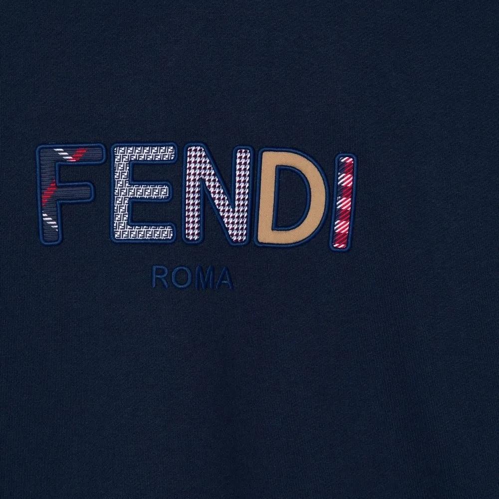 Suéter Fendi Roma Azul Marino con Logo Bordado