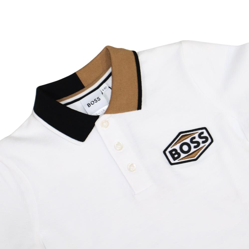Playera Polo BOSS Infantil Blanca