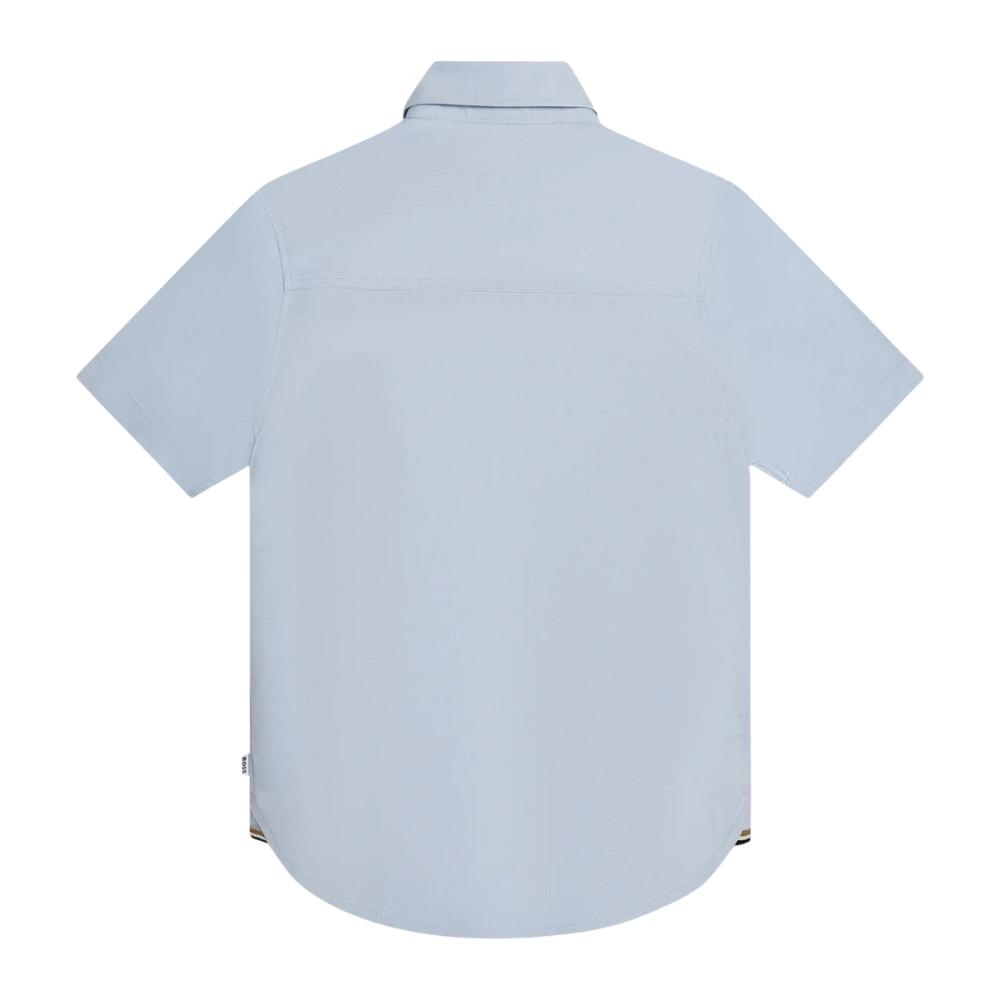 Camisa BOSS Manga Corta Azul Claro con Logo Bordado