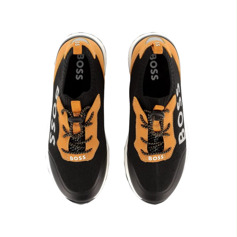 Tenis BOSS Kids Negro/Camel | Logo Lateral