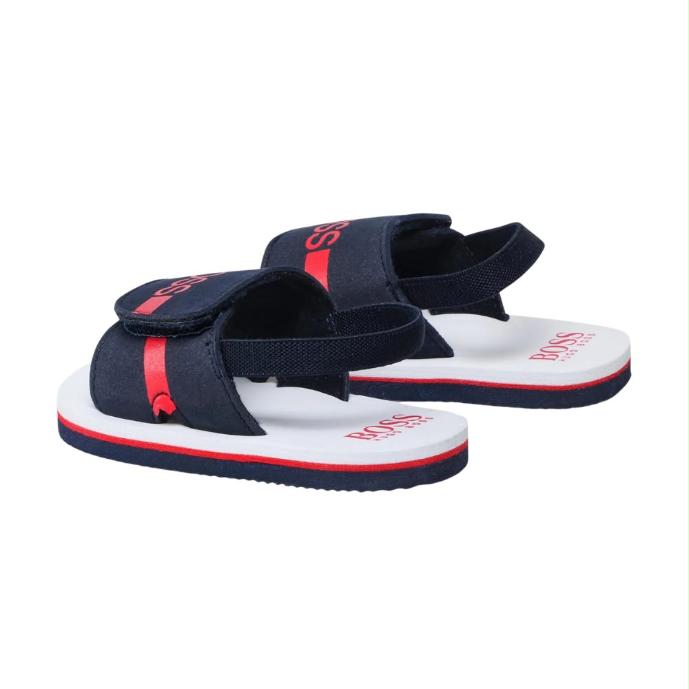Sandalias BOSS Kids Azul Marino | logotipo en contraste