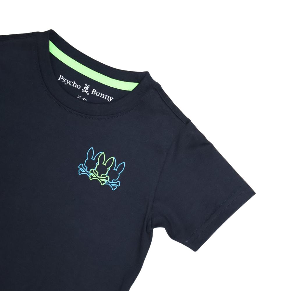 Playera Infantil Psycho Bunny Negra con Logo Multicolor