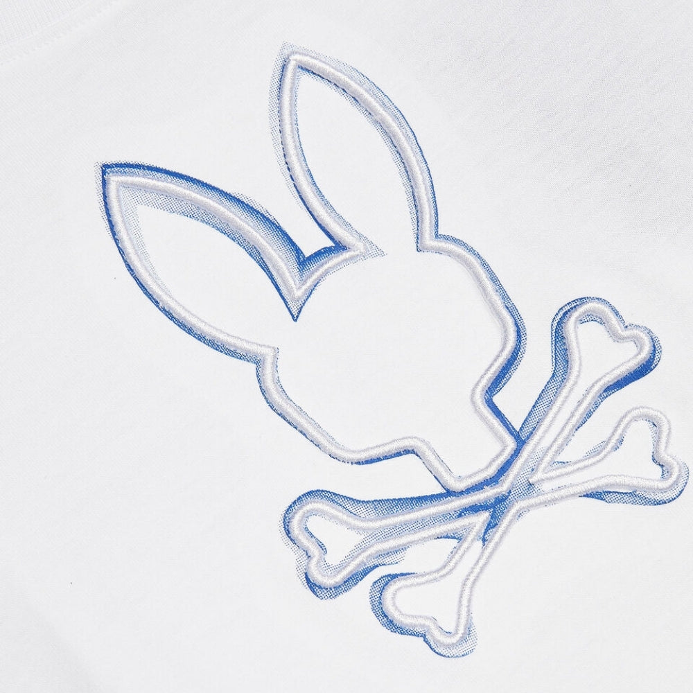 Playera Psycho Bunny Blanca con Logo Azul Bordado