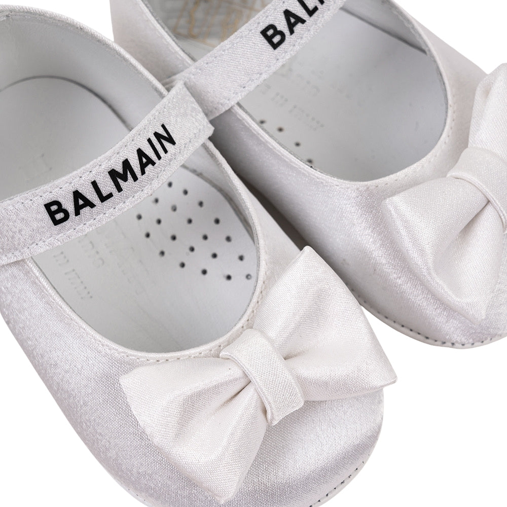Balmain Baby White Bow Ballet Flats
