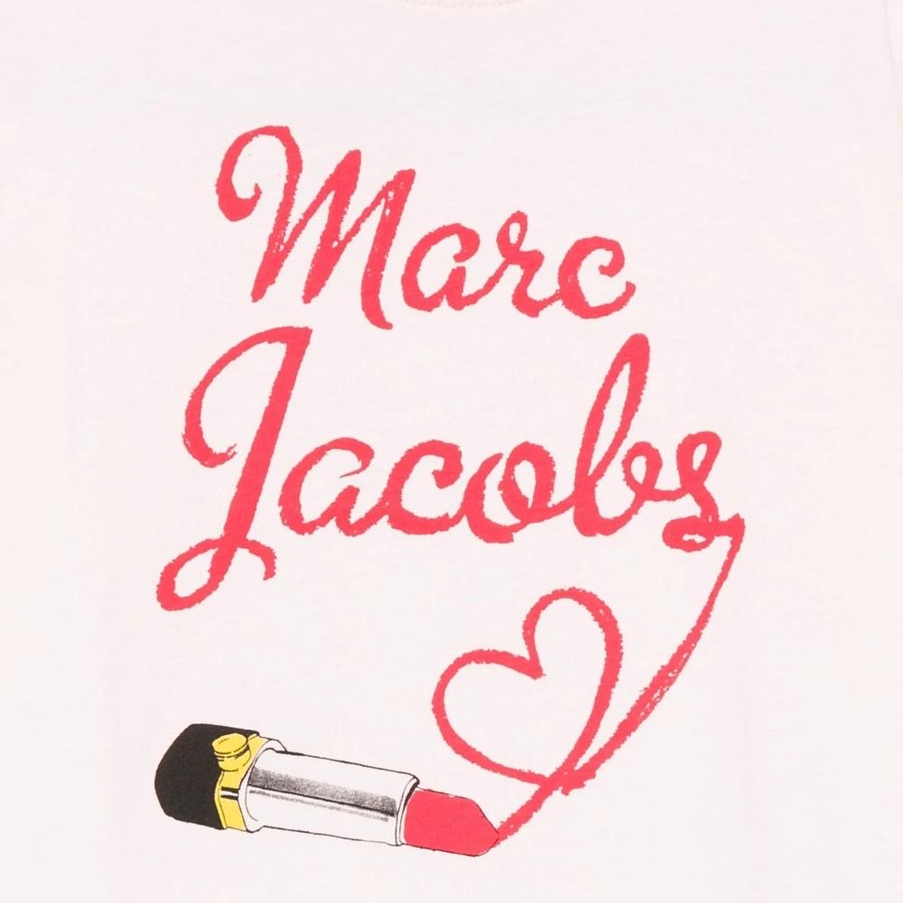 Marc Jacobs Camiseta Rosa Niña con Logo en color rojo