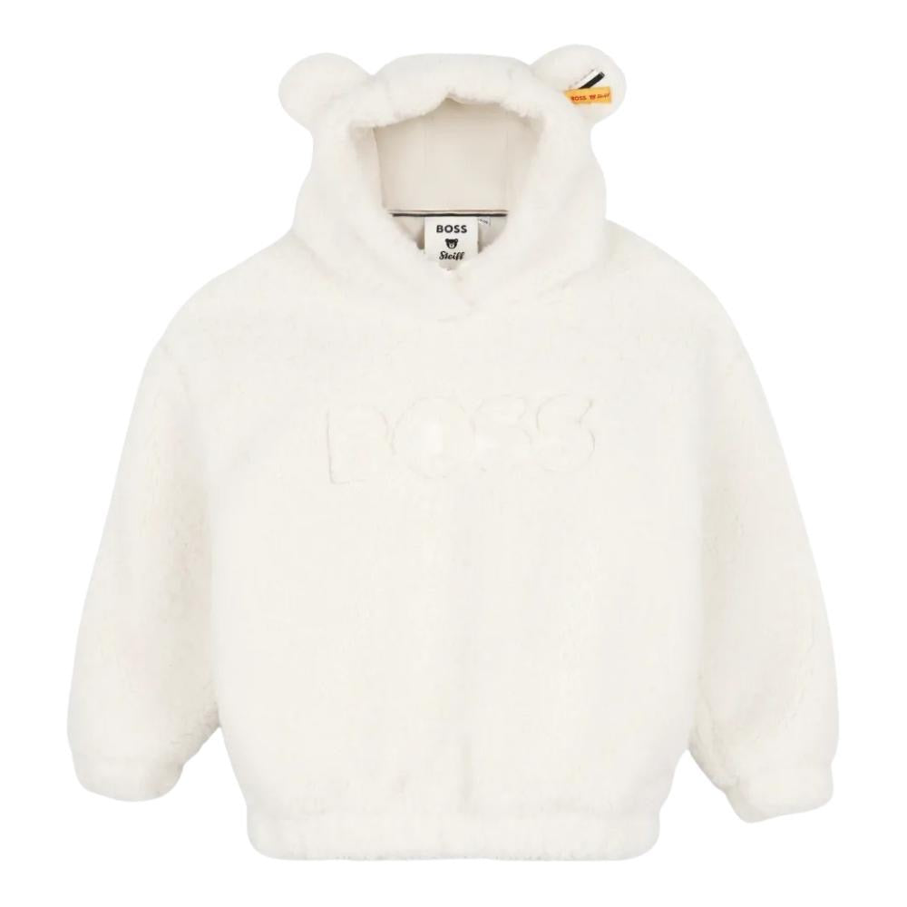 Sudadera para Niña tipo teddy con Capucha color Blanco Boss