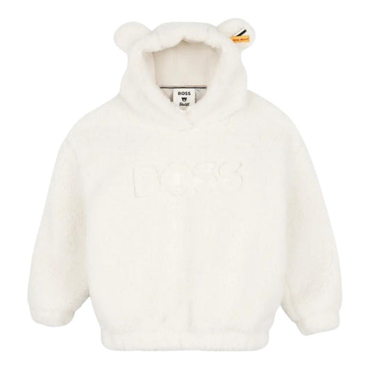 Sudadera para Niña tipo teddy con Capucha color Blanco Boss