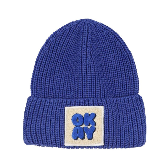 Gorro Tejido Azul con Parche “OKAY” – Billie Blush