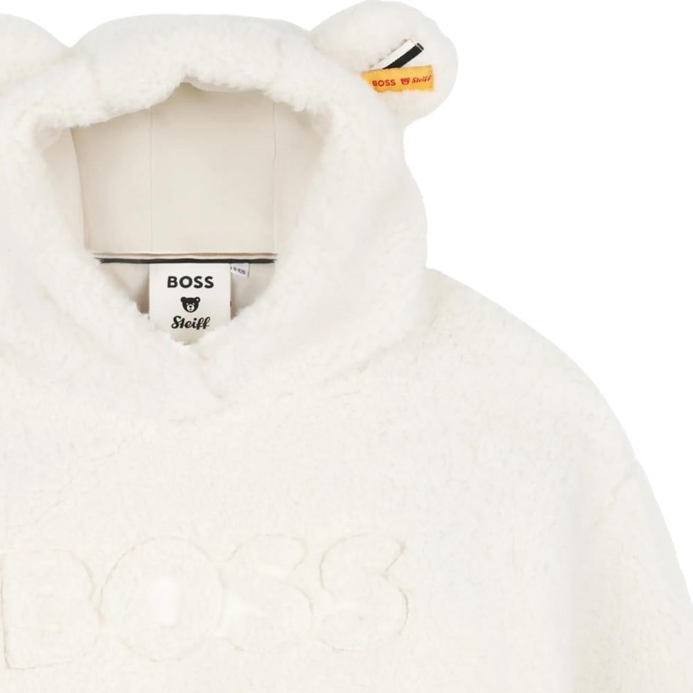 Sudadera para Niña tipo teddy con Capucha color Blanco Boss