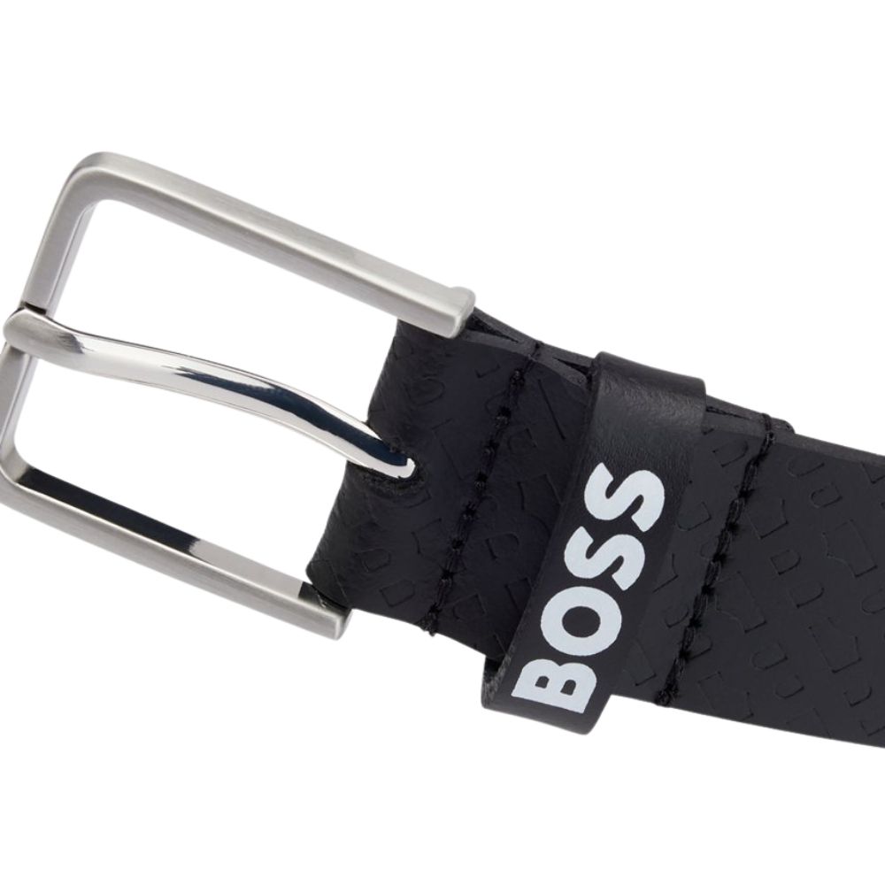 Cinturón BOSS "Monogram Embossed" - Black Leather Edition