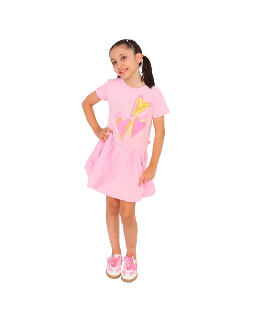 Vestido infantil con estampado de corazones BillieBlush