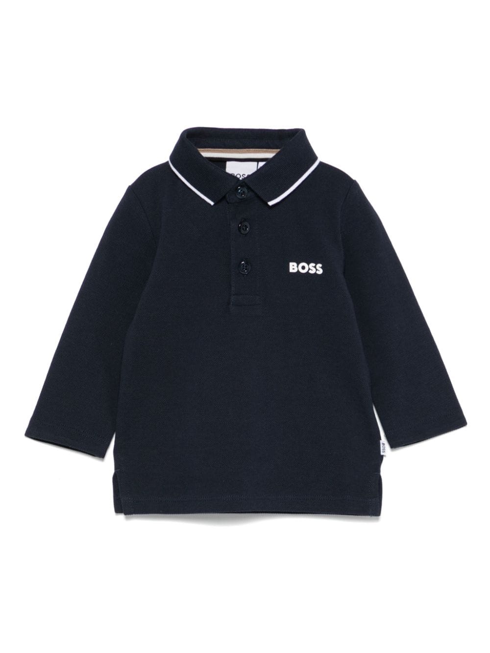 Playera Manga larga  Boss Cuello Polo color negro