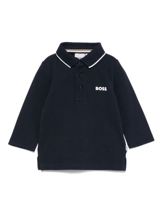 Playera Manga larga  Boss Cuello Polo color negro
