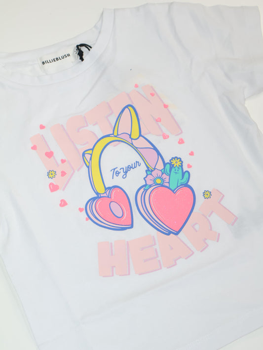 Camiseta BillieBlush con estampado “Listen to Your Heart”