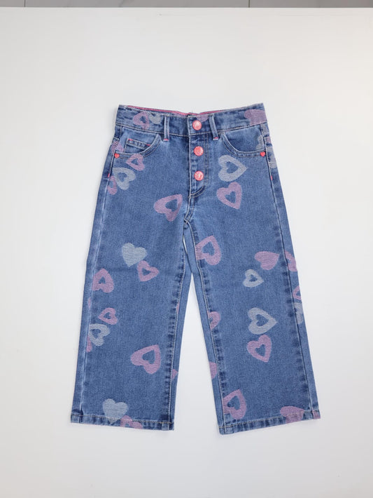 Pantalón de mezclilla con estampado de corazones BillieBlush