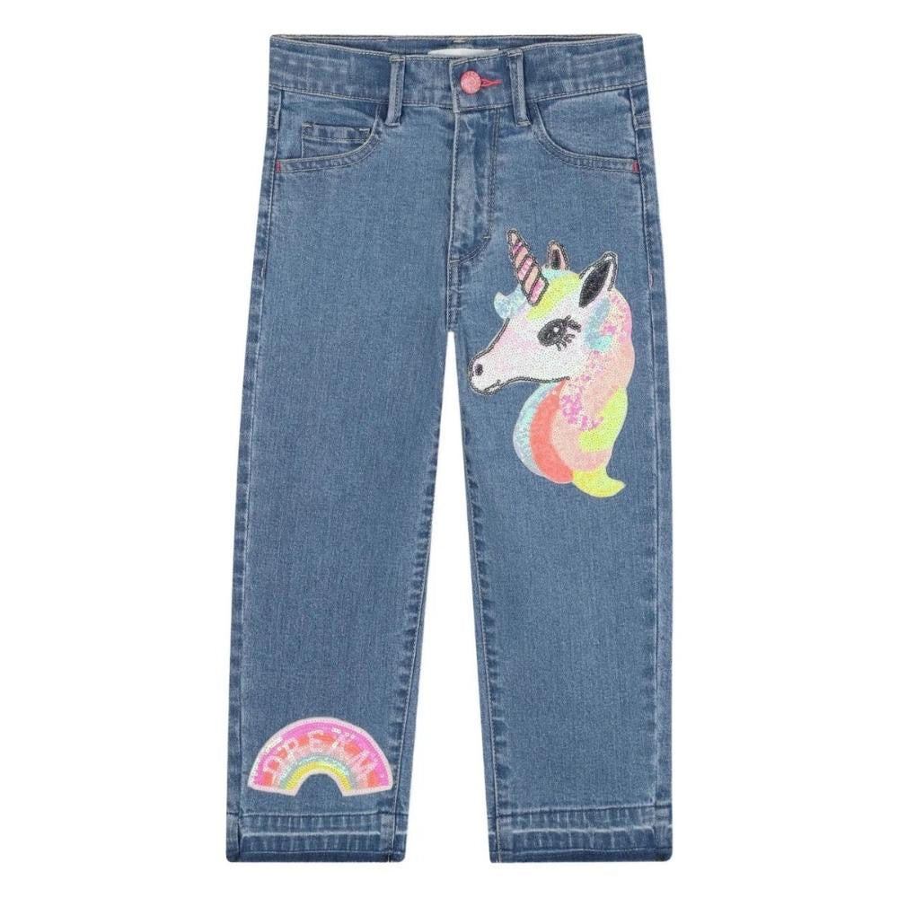 Pantalón de Mezclilla con Unicornio y Arcoíris – Billie Blush