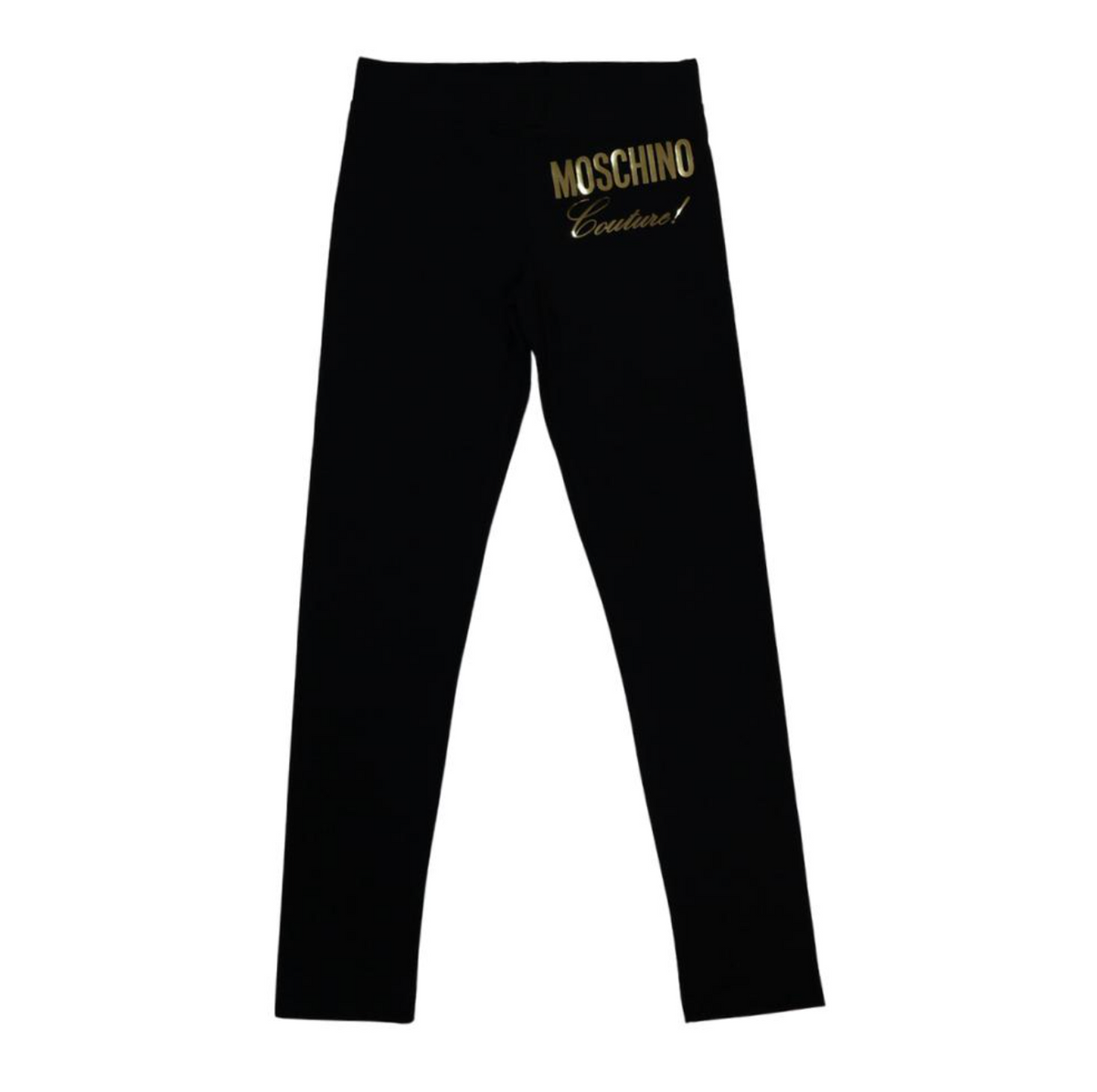 Moschino Leggings Negros con Logo Dorado “Couture!”
